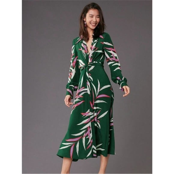 Diane von Furstenberg Quincy Hunter Silk Wrap Midi Dress